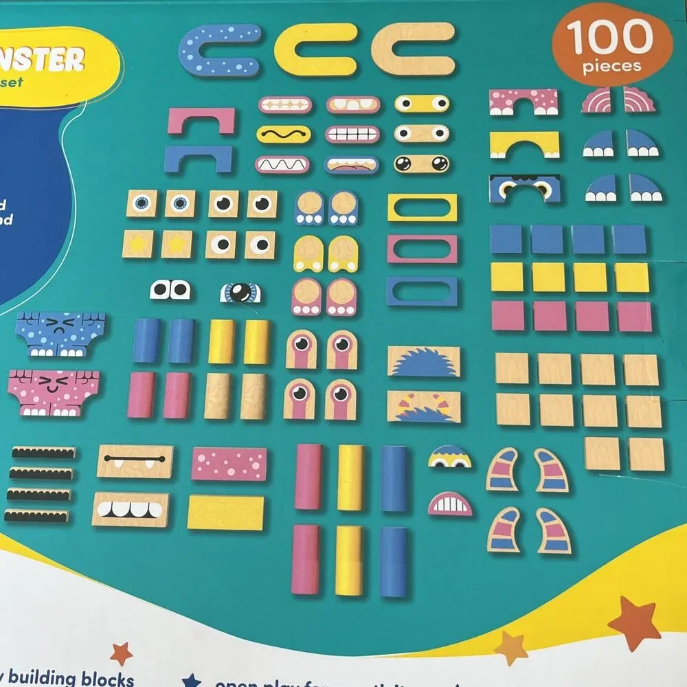 GEOFFREY'S TOY BOX Make A Monster Solid Wood Block Set | NEW In Sealed Box